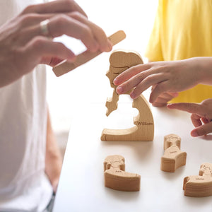 Custom Family Wooden Puzzle Father’s Day, Personalized Dad Wooden Engraved Wooden Family Puzzle