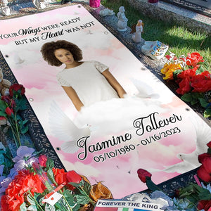 Custom Memorial Grave Blanket in loving memory grave blanket : your wings were ready grave blanket