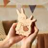 Custom Rabbit Dad Wooden Puzzle Father’s Day, Personalized Rabbit Wooden Engraved Wooden Animal Family Puzzle