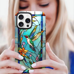 Hummingbird Stained Glass for iPhone 16 Pro Max Case, Hummingbird iPhone 16 Pro Max Case, Hummingbird Phone case, Stained Glass Phone Case