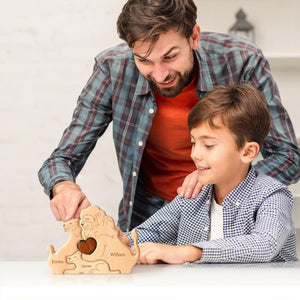 Custom Lion Dad Wooden Puzzle Father’s Day, Personalized Lion Wooden Engraved Wooden Animal Family Puzzle (Copy) (Copy)