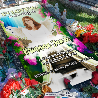 Custom Memorial Grave Blanket : in loving memory of