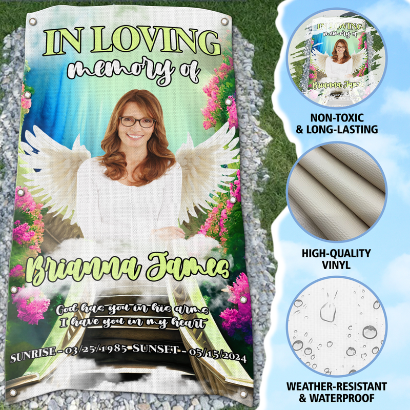 Custom Memorial Grave Blanket : in loving memory of