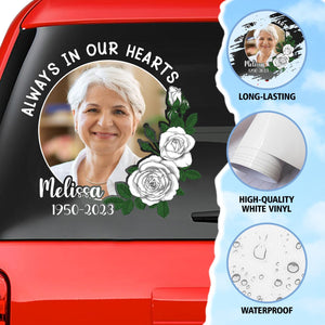 Custom In Loving Memory Sticker Memorial Decal Car Rose White : Always in my heart