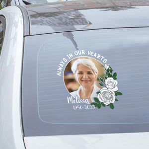 Custom In Loving Memory Sticker Memorial Decal Car Rose White : Always in my heart