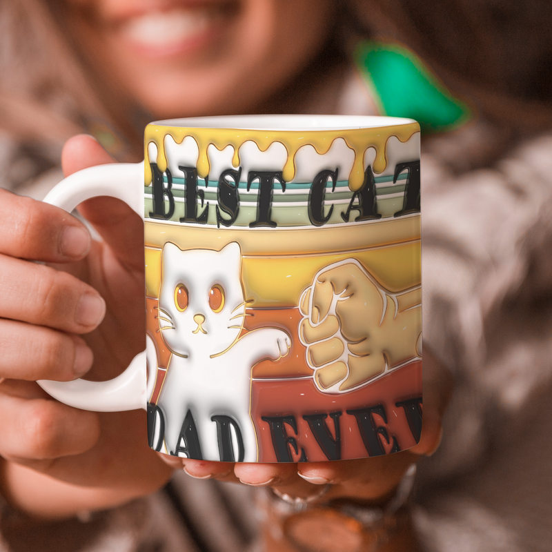 Father's Day Mug Gift, Dad 3d Mug, 3D Mug Gift For Dad : Best Cat Dad Ever