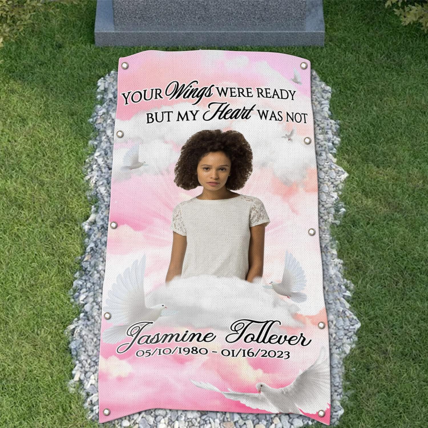 Custom Memorial Grave Blanket, in Memory Grave Blanket : Your wing were ready but my heart was not