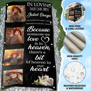 Custom Memorial Grave Blanket Outdoor : Because someone we love is in heaven