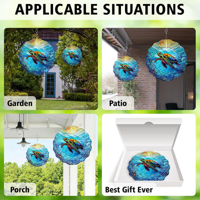 Sea Turtle Wind Spinner Hanging for Yard and Garden, 3D Hanging Wind Spinner Outdoor : Sea Turtle