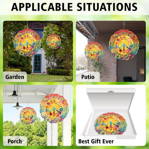 Hippie Wind Spinner Hanging for Yard and Garden, 3D Hanging Wind Spinner Outdoor : Hippie