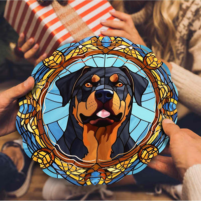 Rottweiler Wind Spinner Hanging for Yard and Garden, 3D Hanging Wind Spinner Outdoor : Rottweiler