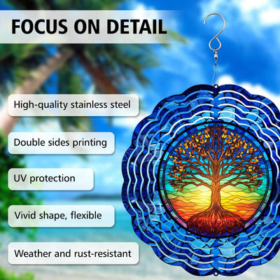 Tree Of Life Wind Spinner Hanging for Yard and Garden, 3D Hanging Wind Spinner Outdoor : Tree Of Life