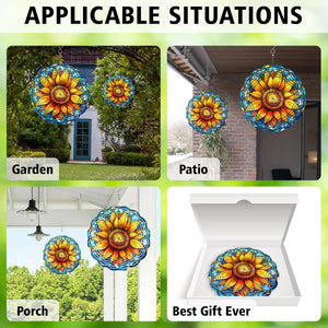 Sunflower Wind Spinner Hanging for Yard and Garden, 3D Hanging Wind Spinner Outdoor : Sunflower