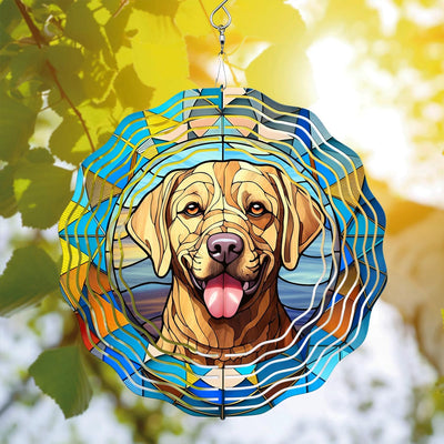 Golden Retriever Wind Spinner Hanging for Yard and Garden, 3D Hanging Wind Spinner Outdoor : Golden Retriever