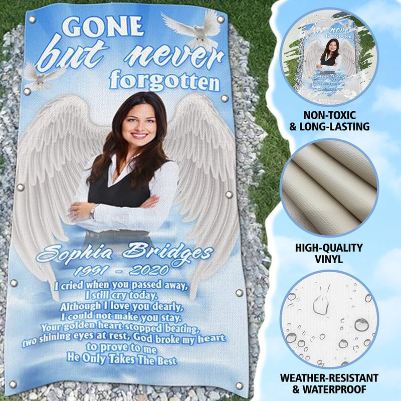 Custom Memorial Grave Blanket : Gone but never forgotten A2