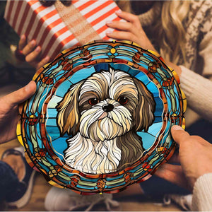 Shih Tzu Wind Spinner Hanging for Yard and Garden, 3D Hanging Wind Spinner Outdoor : Shih Tzu