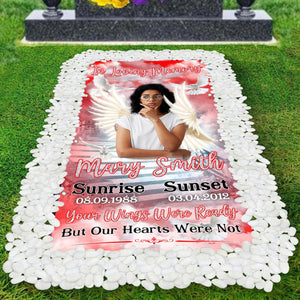 Custom Memorial Grave Blanket :  In Loving Memory, Your Wings Were Ready 3