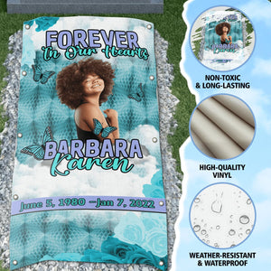 Custom Memorial Grave Blanket : Forever in our Hearts