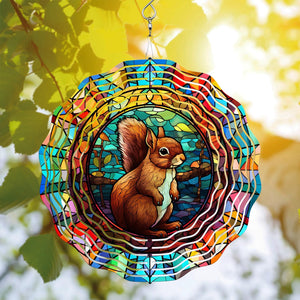 Squirrel Wind Spinner Hanging for Yard and Garden, 3D Hanging Wind Spinner Outdoor : Squirrel