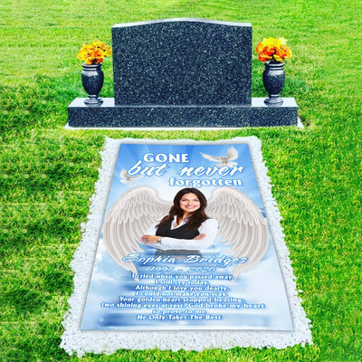 Custom Memorial Grave Blanket : Gone but never forgotten A2