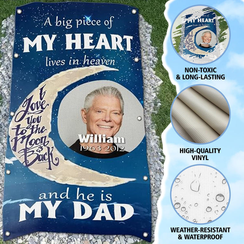 Custom Memorial Grave Blanket : A big piece of my heart lives in heaven