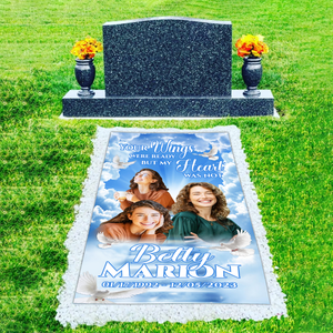 Custom Memorial Grave Blanket :  Your wings were ready but my heart was not