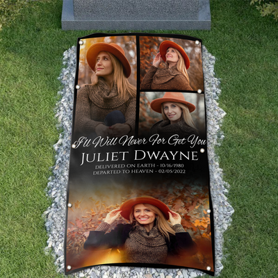 Custom Memorial Grave Blanket :  I'll will never for get you