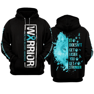 Addiction Recovery Warrior Hoodie 3D For Women For Men : Warrior Addiction Recovery Awareness