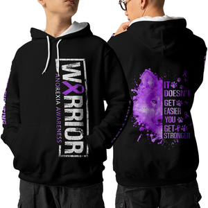 Anorexia Warrior Hoodie 3D For Women For Men : Warrior Anorexia Awareness