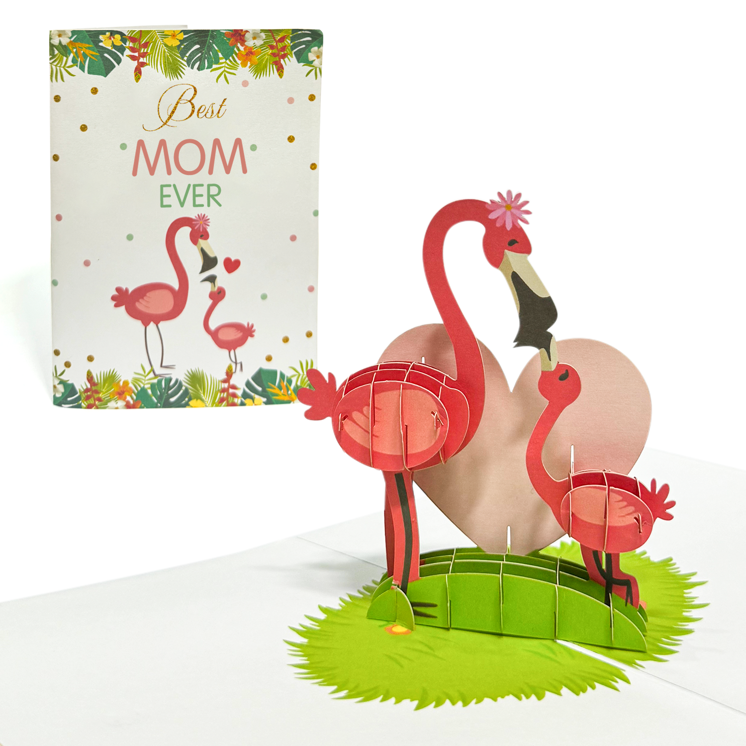 Custom Folding Greeting Card | Personalized Gift For Mom | Best Mom Ever | Flamingo