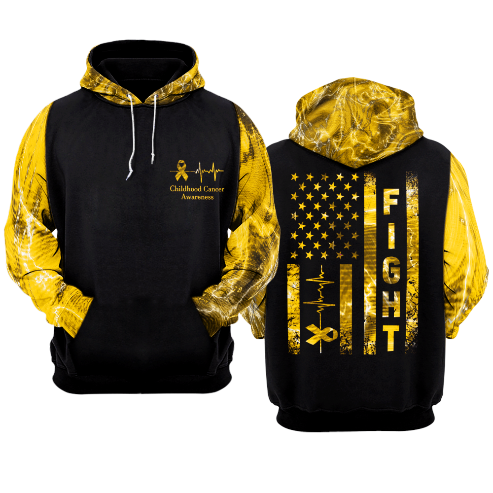 Childhood Cancer Warrior Hoodie 3D For Women For Men : Fight