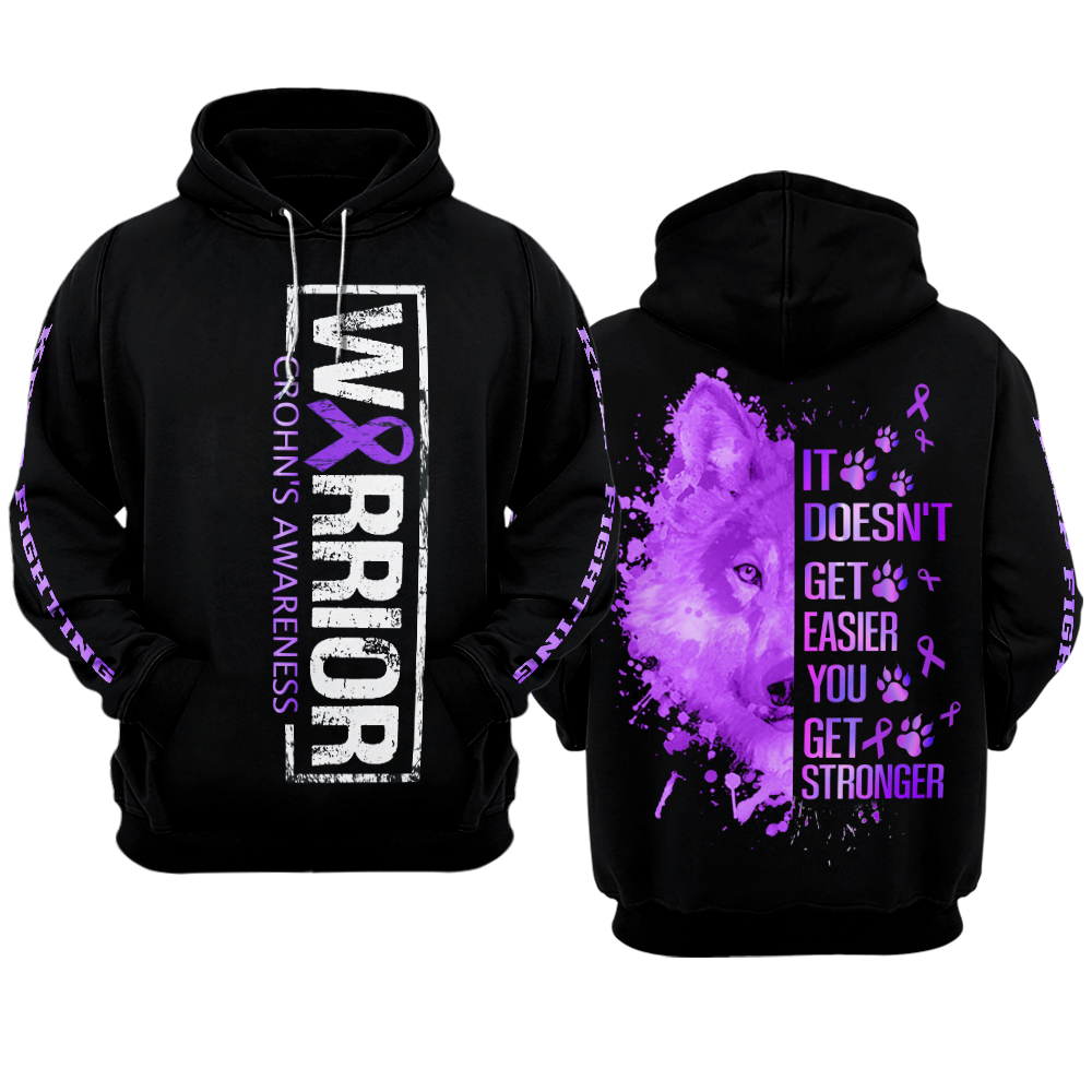 Crohn's Warrior Hoodie 3D For Women For Men : Warrior Crohn's Awareness