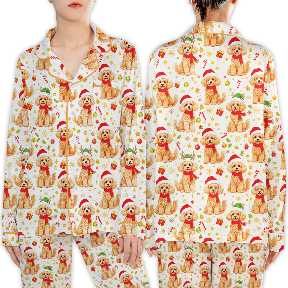 Poodle Pajamas Set Socket On Merry Christmas
