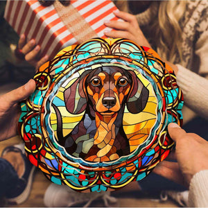 Dachshund Dog Wind Spinner Hanging for Yard and Garden, 3D Hanging Wind Spinner Outdoor : Dachshund Dog