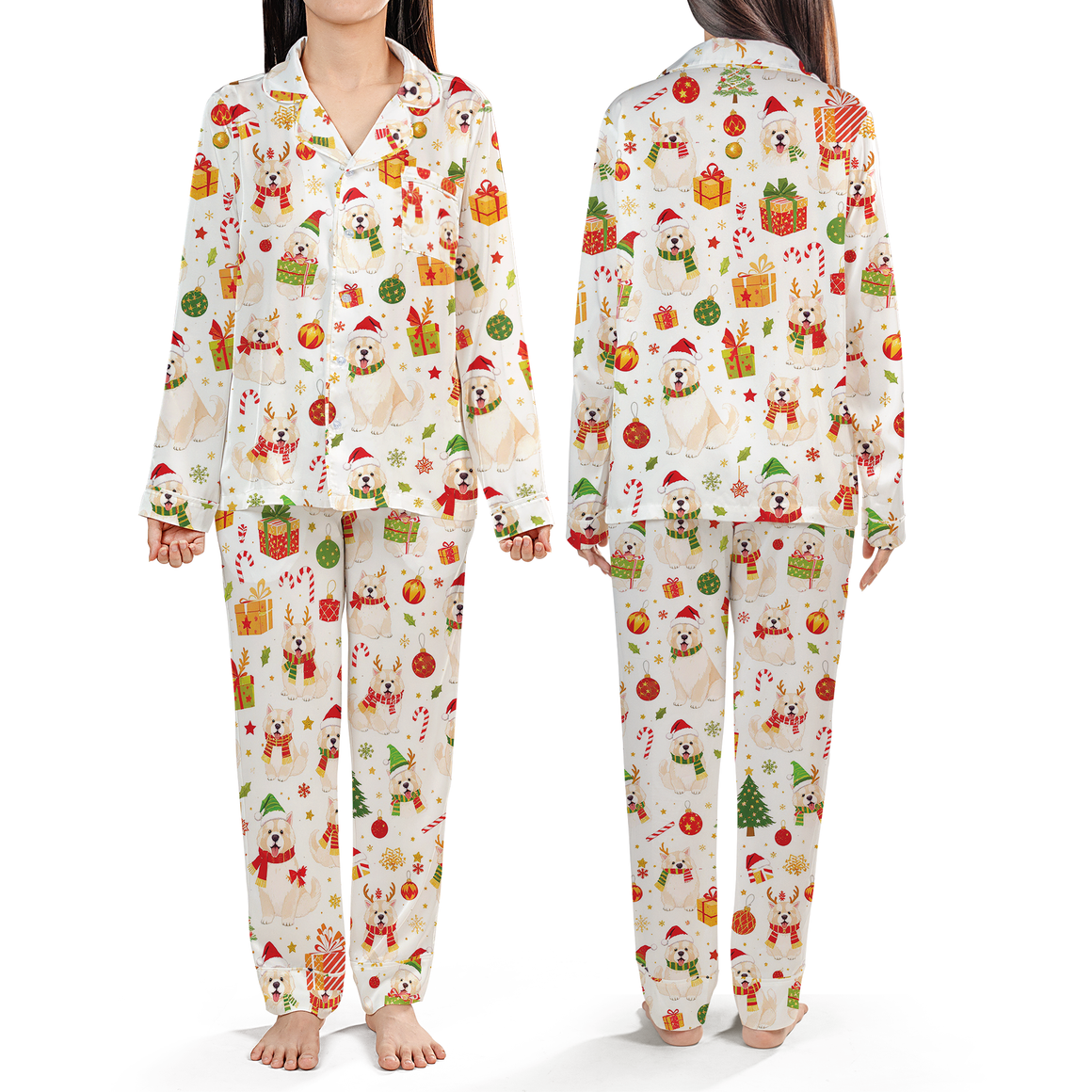 Great Pyrenees Dog Pajamas Set Socket On Merry Christmas