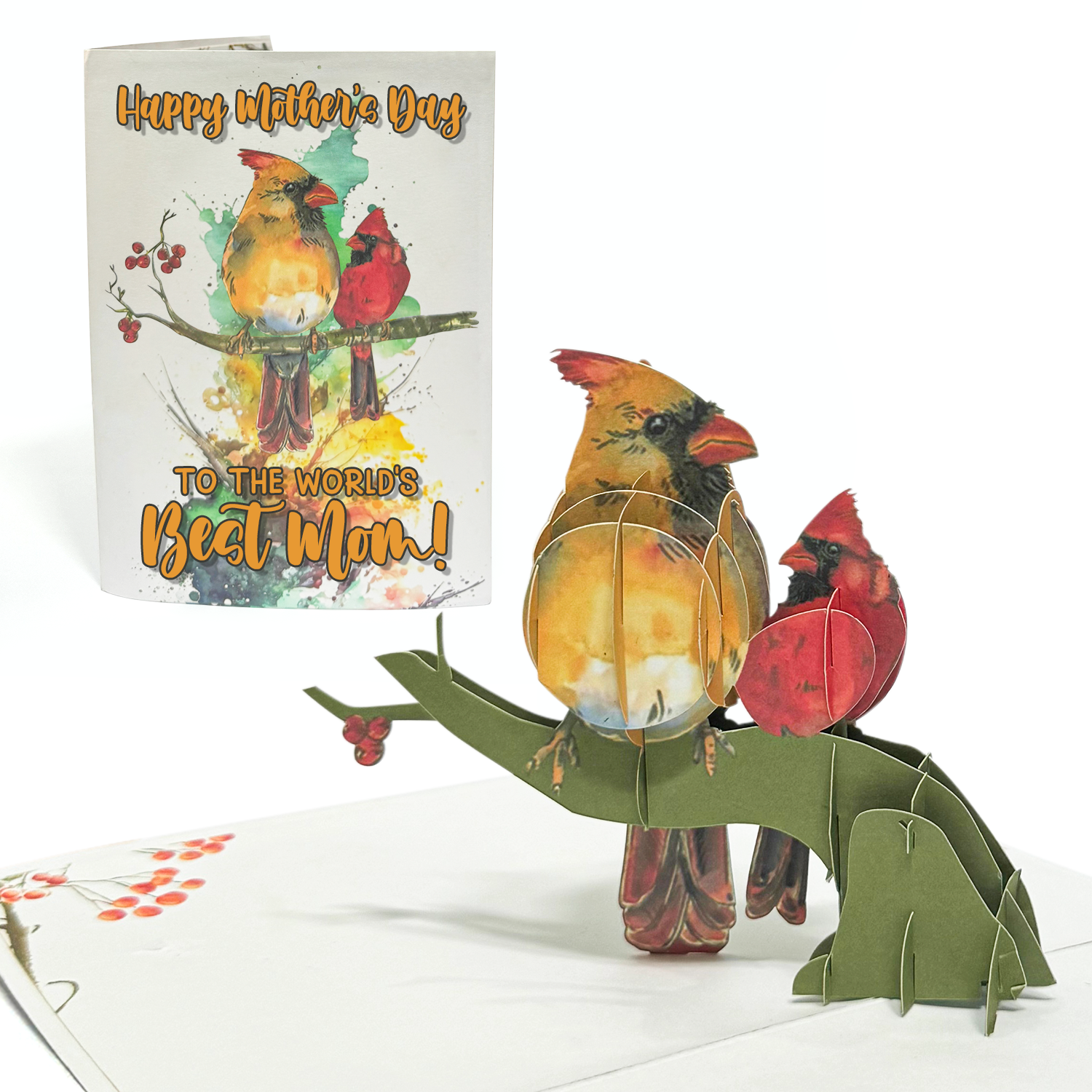 Custom Folding Greeting Card | Personalized Gift For Mom | To the world's best Mom | Cardinal