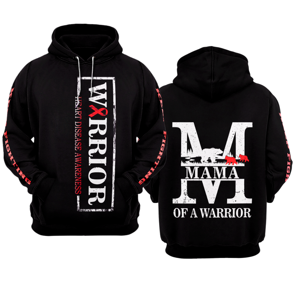 MAMA Heart Disease Warrior Hoodie 3D For Women For Men : Mama Of A Warrior Heart Disease Awareness