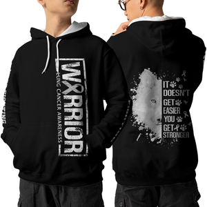 Lung Cancer Warrior Hoodie 3D For Women For Men : Warrior Lung Cancer Awareness