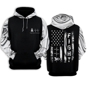 Lung Cancer Warrior Hoodie 3D For Women For Men : Fight