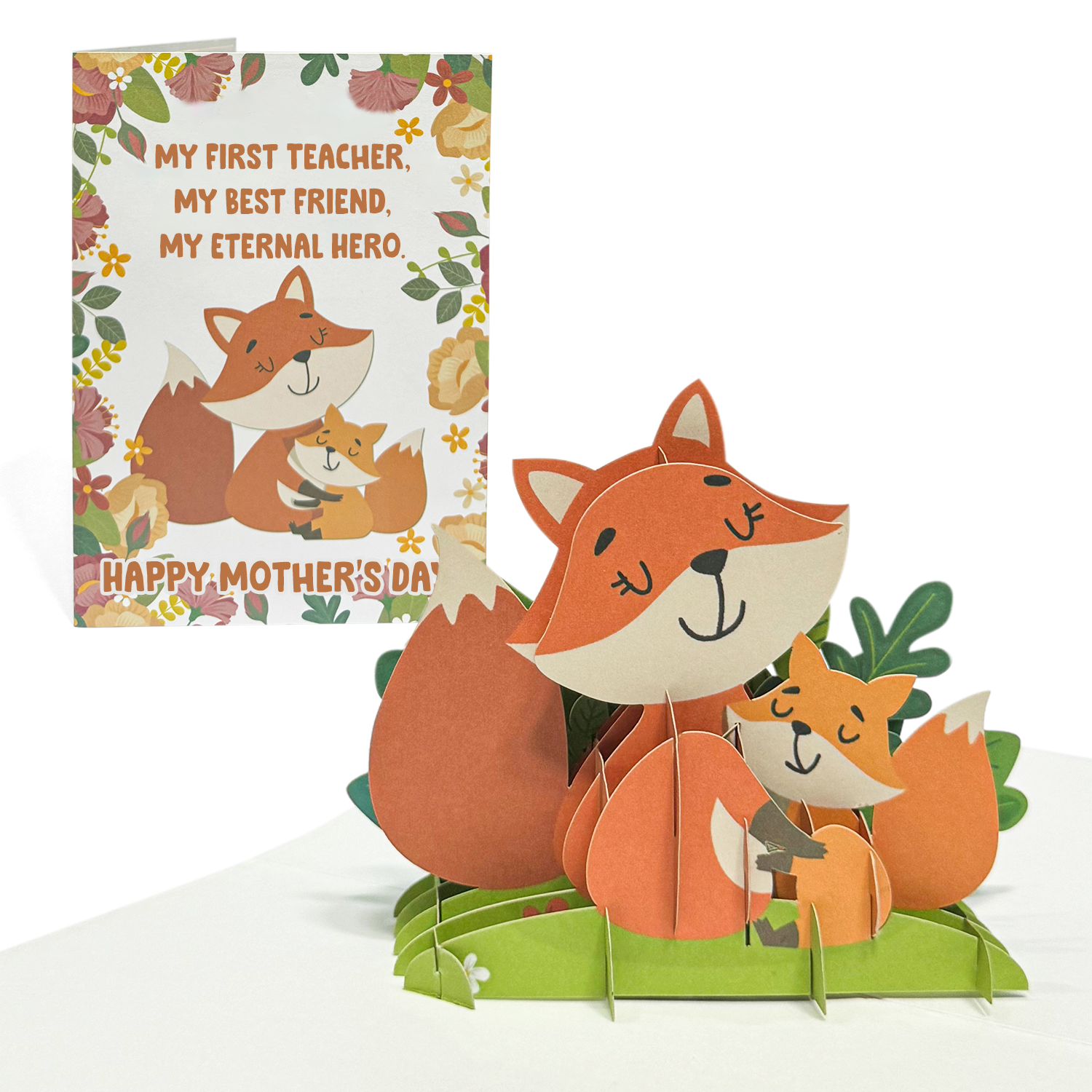 Custom Folding Greeting Card | Personalized Gift For Mom | Happy Mother's Day | Fox