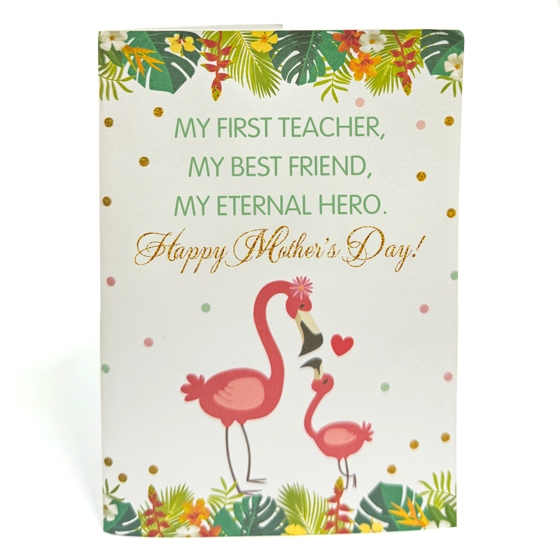Custom Folding Greeting Card | Personalized Gift For Mom | Happy Mother's Day | Flamingo