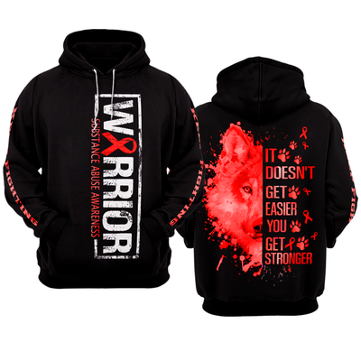 Substance Abuse Warrior Hoodie 3D For Women For Men : Warrior Substance Abuse Awareness