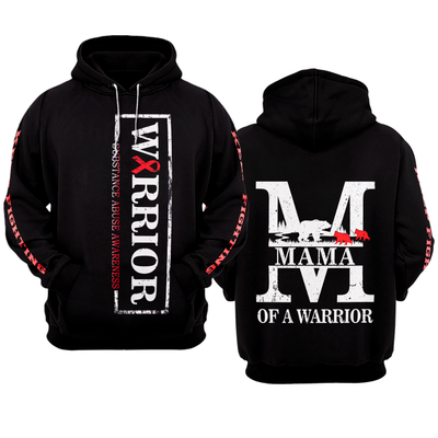 MAMA Substance Abuse Warrior Hoodie 3D For Women For Men : Mama Of A Warrior Substance Abuse Awareness