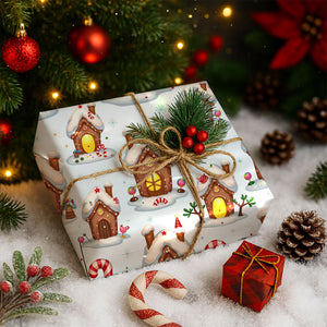 Personalized Christmas Wrapping Paper Holiday 2025 : Gingerbread House Wrapping Paper