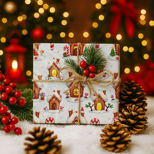Personalized Christmas Wrapping Paper Holiday 2025 : Gingerbread House Wrapping Paper