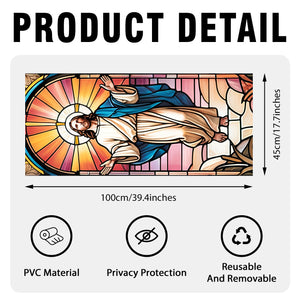 Jesus Stained Glass Window Film for Bathroom Shower Door Heat Anti UV