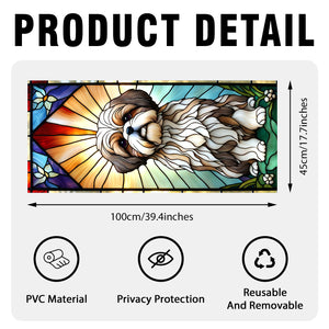 Shih Tzu Stained Glass Window Film for Bathroom Shower Door Heat Anti UV