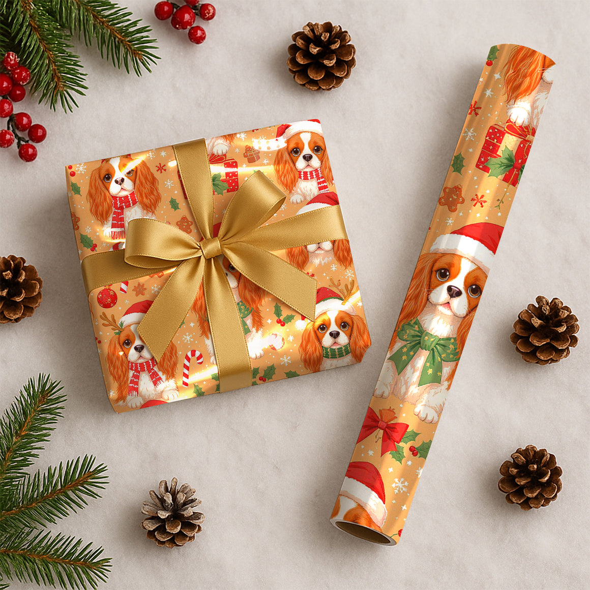 Personalized Christmas Wrapping Paper Holiday 2025 : Cavalier King Charles Spaniel