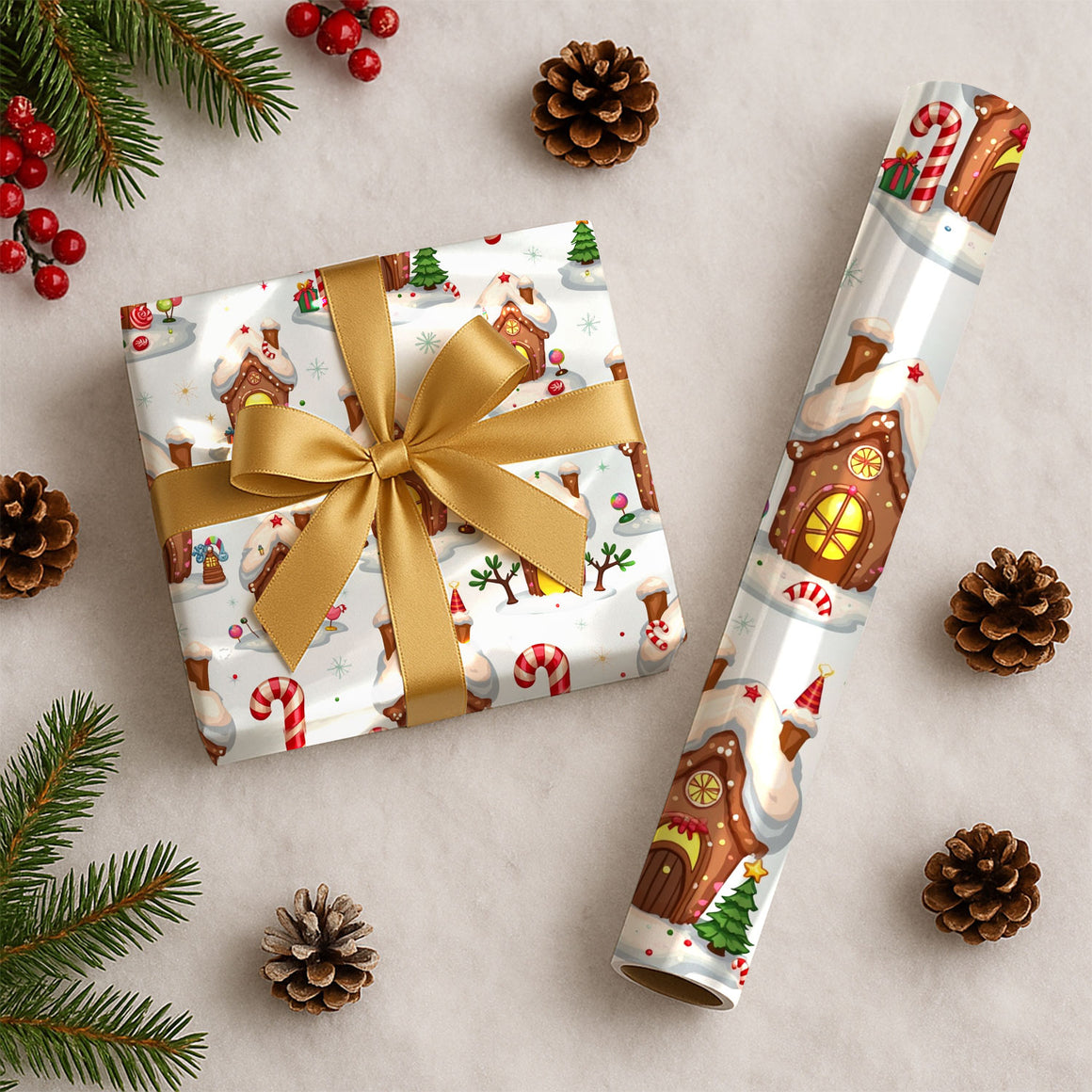Personalized Christmas Wrapping Paper Holiday 2025 : Gingerbread House Wrapping Paper