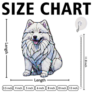 Samoyed Stained Glass Hologram Ornament, Dog Stained Glass Suncatcher Ornaments Home Decor